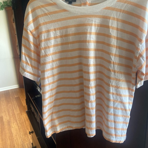 Talbots Women’s Orange and White Striped Tee. Size X-LARGE. Decorative buttons. - Picture 1 of 11